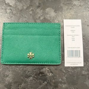 NWT Tory Burch Card Case Emerald Green 💚